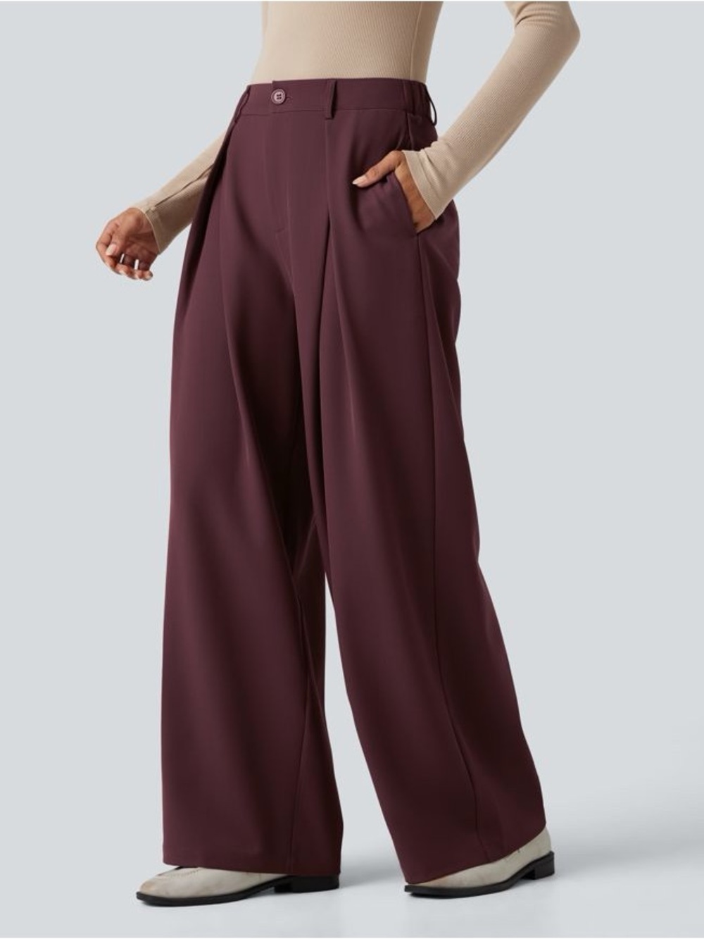 HALARA Wide-Leg High-Waist Pants in Vineyard Wine S